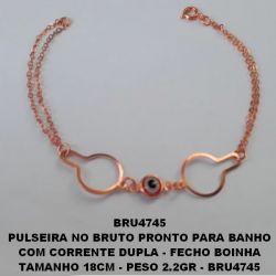 PULSEIRA NO BRUTO PRONTO PARA BANHO COM CORRENTE DUPLA - FECHO BOINHA TAMANHO 18CM - PESO 2.2GR - BRU4745