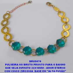 PULSEIRA NO BRUTO PRONTO PARA O BANHO QUE SEJA INFINITO 22X10MM - AMOR ETERNO COM CINCO ZIRCONIA  BASE EM ''ALTA FUSÃO'' DE 10X10MM - PESO 11GR - TAMANHO 19CM - BRU5070