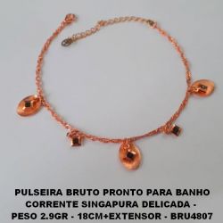 PULSEIRA BRUTO PRONTO PARA BANHO CORRENTE SINGAPURA  DELICADA -  PESO 2.9GR - 18CM+EXTENSOR - BRU4807