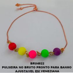 PULSEIRA NO BRUTO PRONTO PARA BANHO  AJUSTAVEL EM VENEZIANA  CONTAS DE 8MM ''MODELO COLORIDO') PESO TOTAL 3,2GR - BRU4822