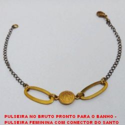 PULSEIRA NO BRUTO PRONTO PARA O BANHO -  PULSEIRA FEMININA COM CONECTOR DO SANTO  SÃO JUDAS - TAMANHO:18,7CM - PESO:1,8R -  BRU3735