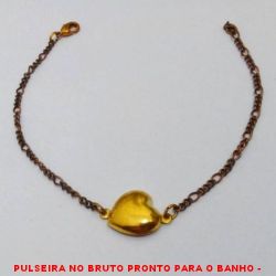 PULSEIRA NO BRUTO PRONTO PARA O BANHO -  PULSEIRA FEMININA COM CONECTOR DE  CORAÇÃO - TAMANHO:20,2CM - PESO:2,7GR -  BRU3708