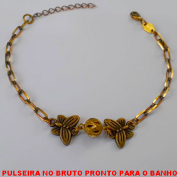 PULSEIRA NO BRUTO PRONTO PARA O BANHO CORRENTE CARTIER 1.0 -PINGENTE DE  BORBOLETA EM ALTA FUSÃO -    - COM FECHO LAGOSTA- PESO 5,2GR - 19CM+EXTENSOR - BRU3888
