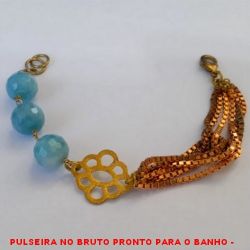 PULSEIRA NO BRUTO PRONTO PARA O BANHO -  PULSEIRA FEMININA COM PEDRA NATURAL  SEXTAVADA,CONECTOR VAZADO E ''CORRENTES'' -  TAMANHO:19,4CM - PESO:20,5GR - BRU3861