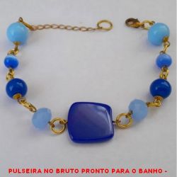 PULSEIRA NO BRUTO PRONTO PARA O BANHO -  PULSEIRA FEMININA DE BOLAS DE RESINA DE 12MM\8MM\10MM, CRISTAL SEXTAVADO DE 10MM  E CONECTOR ''QUADRADO'' - TAMANHO: 20,CM -  PESO:11,0GR - BRU3295