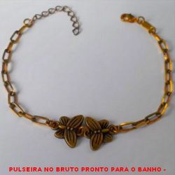 PULSEIRA NO BRUTO PRONTO PARA O BANHO -  PULSEIRA FEMININA COM FECHO LAGOSTA+ EXTENSOR E CONECTORES DE BORBOLETA -  TAMANHO:19,0CM - PESO:4,8GR - BRU3879