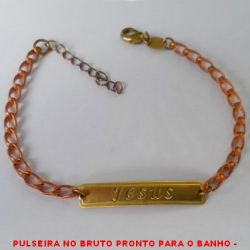 PULSEIRA NO BRUTO PRONTO PARA O BANHO -  PULSEIRA FEMININA COM FECHO LAGOSTA+ EXTENSOR E PLACA COM A PALAVRA ''JESUS'' -  TAMANHO:20,0CM - PESO:6,6GR - BRU3880