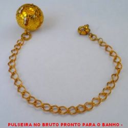 PULSEIRA NO BRUTO PRONTO PARA O BANHO -  PLUSEIRA FEMININA COM BOLA DE ''FLORES''  VAZADA DE 2,1CM E FECHO BOIA - LARGURA:5MM - TAMANHO: 20,5CM - PESO:8,4GR - BRU3245