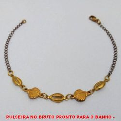 PULSEIRA NO BRUTO PRONTO PARA O BANHO -  PULSEIRA FEMININA COM BUZIOS E CONCHAS -  TAMANHO:18,9CM - PESO:1,8GR - BRU3941