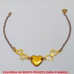 PULSEIRA NO BRUTO PRONTO PARA O BANHO -  PULSEIRA FEMININA COM CORAÇÕES - TAMANHO: 18,2CM - PESO:1,6GR - BRU3945