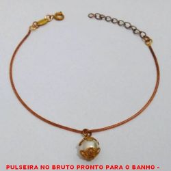 PULSEIRA NO BRUTO PRONTO PARA O BANHO -  PULSEIRA FEMININA COM PINGENTE DE PÉROLA  DE 8MM - TAMANHO:19,1CM - PESO:2,7GR - BRU3894