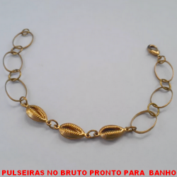 PULSEIRAS NO BRUTO PRONTO PARA O BANHO 1,CM E 10MM - COM 3 BUZIOS - LEVE E DELICADA PESO 3,2GR - COM 18CM  -  BRU3935