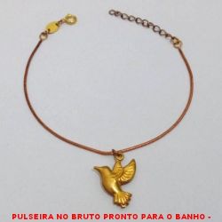 PULSEIRA NO BRUTO PRONTO PARA O BANHO -  PULSEIRA FEMININA COM CORRENTE VENEZIANA+ EXTENSOR E PINGENTE DE POMBINHA DA PAZ -  TAMANHO:19,1CM - PESO:2,6GR - BRU3883