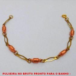 PULSEIRA NO BRUTO PRONTO PARA O BANHO -  PULSEIRA FEMININA COM CONECTORES DE ABS  E LATÃO - TAMANHO:18,2CM - PESO:2,1GR - BRU3899