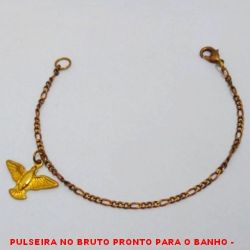 PULSEIRA NO BRUTO PRONTO PARA O BANHO -  PULSEIRA FEMININA COM PENDURICALHO DE  ESPIRITO SANTO - TAMANHO:18,6CM - PESO:2,7GR -  BRU3951