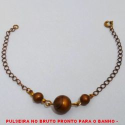 PULSEIRA NO BRUTO PRONTO PARA O BANHO -  PULSEIRA FEMININA COM BOLINHAS DE RESINA  DE 9MM\5MM - TAMANHO:17,8CM - PESO:1,9GR -  BRU3934
