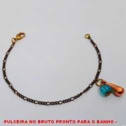 PULSEIRA NO BRUTO PRONTO PARA O BANHO -  PULSEIRA FEMININA COM PENDURICALHO DE  CRISTAL ACRILICO E ''GOTA'' - TAMANHO:18,6CM -  PESO:2,9GR - BRU3944