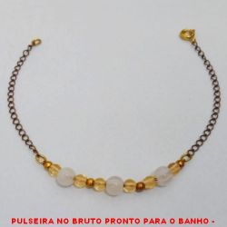 PULSEIRA NO BRUTO PRONTO PARA O BANHO -  PULSEIRA FEMININA COM BOLINHAS DE  5MM\3MM\2MM - TAMANHO:18,2CM - PESO:1,6GR -  BRU3965