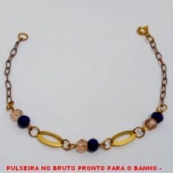 PULSEIRA NO BRUTO PRONTO PARA O BANHO -  PULSEIRA FEMININA COM CRISTAIS SEXTAVADO  DE 4MM - TAMANHO:18,9CM - PESO:2,8GR - BRU4006