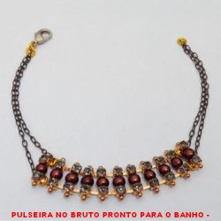 PULSEIRA NO BRUTO PRONTO PARA O BANHO -  PULSEIRA FEMININA COM MIÇANGAS DE 4MM E CRISTAIS - TAMANHO:20,0CM - PESO:5.7GR -  BRU1349