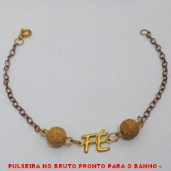 PULSEIRA NO BRUTO PRONTO PARA O BANHO -  PULSEIRA FEMININA COM BOLAS DIAMANTADAS  DE 7MM - TAMANHO:19,0CM - PESO:2,1GR - BRU1384