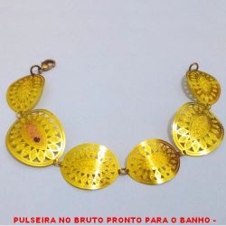 PULSEIRA NO BRUTO PRONTO PARA O BANHO -  PULSEIRA FEMININA DE CONECTORES VAZADOS -  TAMANHO:20,0CM - PESO:6,0GR - BRU4130