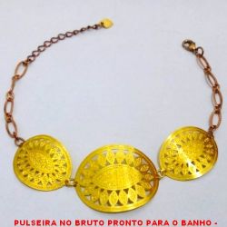 PULSEIRA NO BRUTO PRONTO PARA O BANHO -  PULSEIRA FEMININA COM CONECTORES VAZADOS -  TAMANHO:20,0CM - PESO:4,8GR - BRU4131