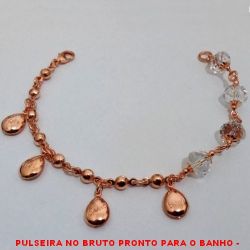 PULSEIRA NO BRUTO PRONTO PARA O BANHO -  PULSEIRA FEMININA COM CRISTAIS SEXTAVADOS  DE 9MM E PENDURICALHOS COM PALAVRAS  ''MOTIVACIONAIS'' - TAMANHO:20,5CM - PESO:10,8GR -  BRU4224