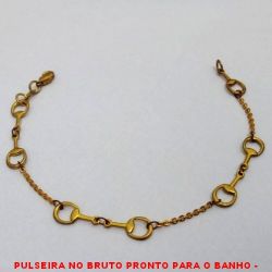 PULSEIRA NO BRUTO PRONTO PARA O BANHO -  PULSEIRA FEMININA COM CONECTORES VAZADOS -  TAMANHO:19,0CM - PESO:2,9GR - BRU4095