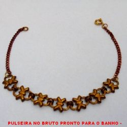 PULSEIRA NO BRUTO PRONTO PARA O BANHO -  PULSEIRA FEMININA COM CONECTORES VAZADOS -  TAMANHO:20,2CM - PESO:4,1GR - BRU4104