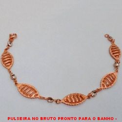 PULSEIRA NO BRUTO PRONTO PARA O BANHO -  PULSEIRA FEMININA COM CRISTATIS - TAMANHO: 18,5CM - PESO:2,9GR - BRU4220