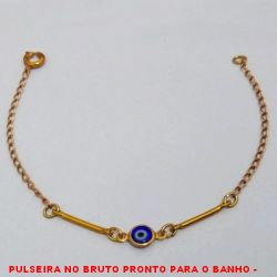 PULSEIRA NO BRUTO PRONTO PARA O BANHO -  PULSEIRA FEMININA COM OLHO GREGO - TAMANHO: 17,7CM - PESO:1,5GR - BRU4276