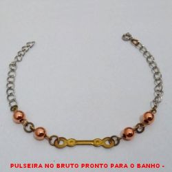 PULSEIRA NO BRUTO PRONTO PARA O BANHO -  PULSEIRA FEMININA COM BOLINHAS DE 5MM -  TAMANHO:19,5CM - PESO:2,4GR - BRU4282