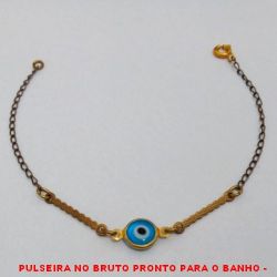 PULSEIRA NO BRUTO PRONTO PARA O BANHO -  PULSEIRA FEMININA COM OLHO GREGO - TAMANHO: 18,0CM - PESO:1,4GR - BRU4273
