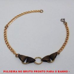 PULSEIRA NO BRUTO PRONTO PARA O BANHO -  PULSEIRA FEMININA COM TRIÂNGULOS - TAMANHO: 16,0CM+EXTENSOR - PESO:2,8GR - BRU4304
