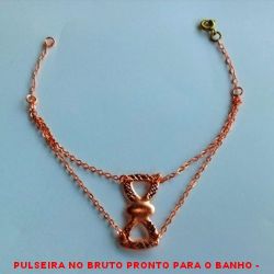 PULSEIRA NO BRUTO PRONTO PARA O BANHO -  PULSEIRA FEMININA COM CONECTOR VAZADO -  TAMANHO:20,0CM - PESO:1,8GR - BRU0265