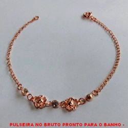 PULSEIRA NO BRUTO PRONTO PARA O BANHO -  PULSEIRA FEMININA COM CRISTAIS -  TAMANHO:21,0CM - PESO:1,7GR - BRU2189