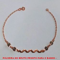 PULSEIRA NO BRUTO PRONTO PARA O BANHO -  PULSEIRA FEMININA COM CRISTAIS - TAMANHO: 20,5CM - PESO:1,2GR - BRU3270
