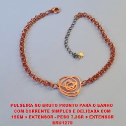 PULSEIRA NO BRUTO PRONTO PARA O BANHO  COM CORRENTE SIMPLES E DELICADA COM 19CM + EXTENSOR - PESO 7,3GR + EXTENSOR BRU1270