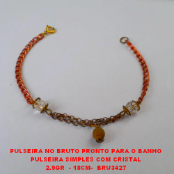 PULSEIRA NO BRUTO PRONTO PARA O BANHO PULSEIRA SIMPLES COM CRISTAL 2.9GR  - 18CM-  BRU3427