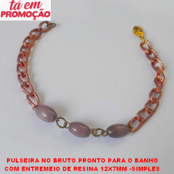 PULSEIRA NO BRUTO PRONTO PARA O BANHO COM ENTREMEIO DE RESINA 12X7MM -SIMPLES CORRENTE TRABALHADA - 5,4GR -COM 20CM FECHO LAGOSTA - BRU0373
