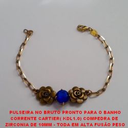 PULSEIRA NO BRUTO PRONTO PARA O BANHO CORRENTE CARTIER( KDL1.0) COMPEDRA DE  ZIRCONIA DE 10MM - TODA EM ALTA FUSÃO PESO 6,4GR - COM 20CM - BRU1771