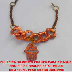 PULSEIRA NO BRUTO PRONTO PARA O BANHO  COM ELLOS GRANDE DE ALUMINIO COM 18CM - PESO 69,5GR -BRU0990
