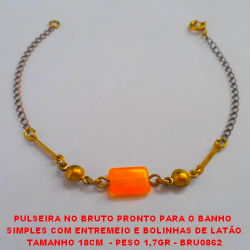 PULSEIRA NO BRUTO PRONTO PARA O BANHO  SIMPLES COM ENTREMEIO E BOLINHAS DE LATÃO TAMANHO 18CM  - PESO 1,7GR - BRU0862