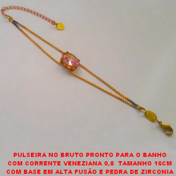 PULSEIRA NO BRUTO PRONTO PARA O BANHO COM CORRENTE VENEZIANA 0,8  TAMANHO 16CM COM BASE EM ALTA FUSÃO E PEDRA DE ZIRCONIA BRU3520