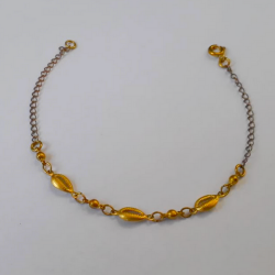 PULSEIRA NO BRUTO PRONTO PARA O BANHO SIMPLES COM PINGENTE COM BUZIOS E BOLINHAS  COM FECHO REDONDO - COM 18CM - BRU3566