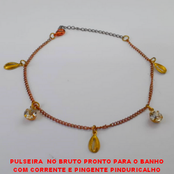 PULSEIRA  NO BRUTO PRONTO PARA O BANHO COM CORRENTE E PINGENTE PINDURICALHO TAMANHO 18CM+EXTENSOR - PESO 2GR - BRU0037