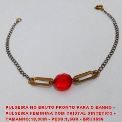 PULSEIRA NO BRUTO PRONTO PARA O BANHO -  PULSEIRA FEMININA COM CRISTAL SINTETICO -  TAMANHO:18,3CM - PESO:1,5GR - BRU3696