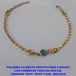 PULSEIRA NO BRUTO PRONTO PARA O BANHO COM CORRENTE TODA EM CRISTAL TAMANHO 18CM - PESO 2,3GR - BRU3018