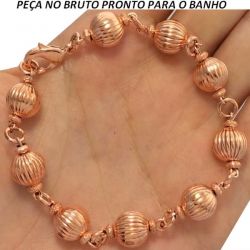 PULSEIRA NO BRUTO PRONTO PARA O BANHO JÁ NO COBRE EM FORMA DE BOLINHA 10MM TAMANHO APROXIMADO:18CM 9GR REF:BRU566